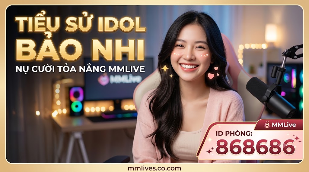 Ảnh thumbnail bài viết TIỂU SỬ IDOL BẢO NHI - NỤ CƯỜI TỎA NẮNG MMLIVE, ID PHÒNG: 868686. Hình ảnh Idol Bảo Nhi cười rạng rỡ trong phòng livestream MMLive, domain invglobal.io.